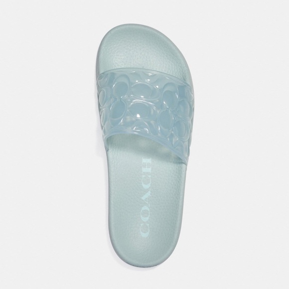 COACH Blue UNNA Embossed Logo Clear Jelly Slip On Sport Pool Slides Sandals 10 - Picture 5 of 13